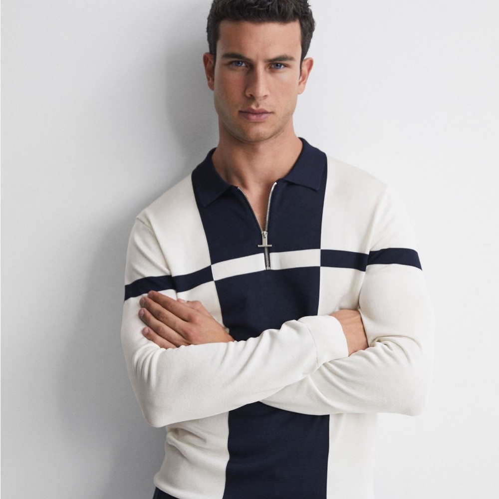 Men's Navy and White polo